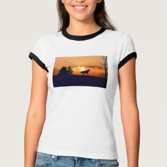 running horse - sunset horse - horse T-Shirt