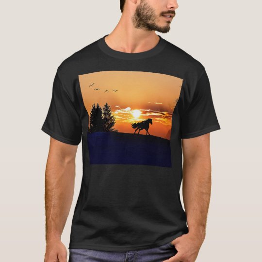 running horse - sunset horse - horse T-Shirt