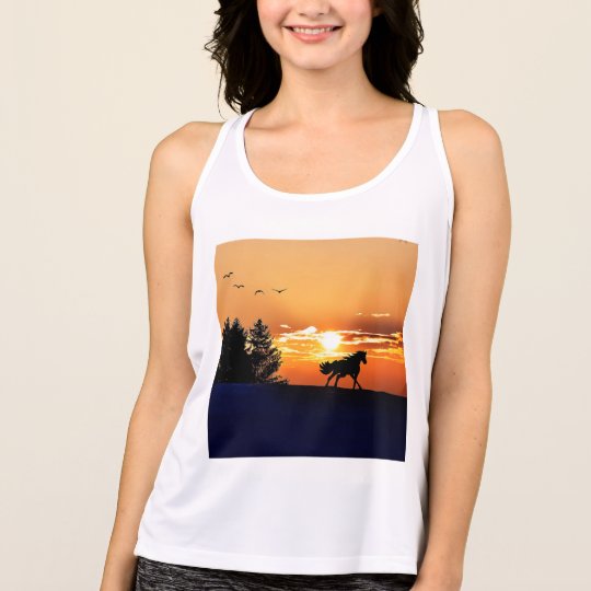 running horse - sunset horse - horse tank top
