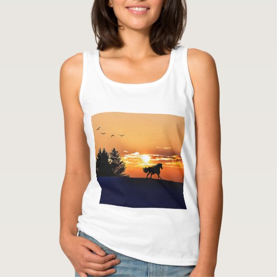 running horse - sunset horse - horse tank top