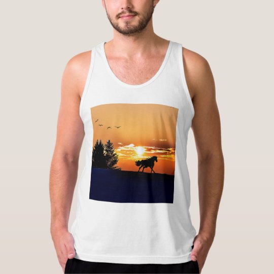 running horse - sunset horse - horse tank top