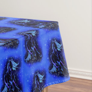 Running Horse Tablecloth Blue Starry Moonlight