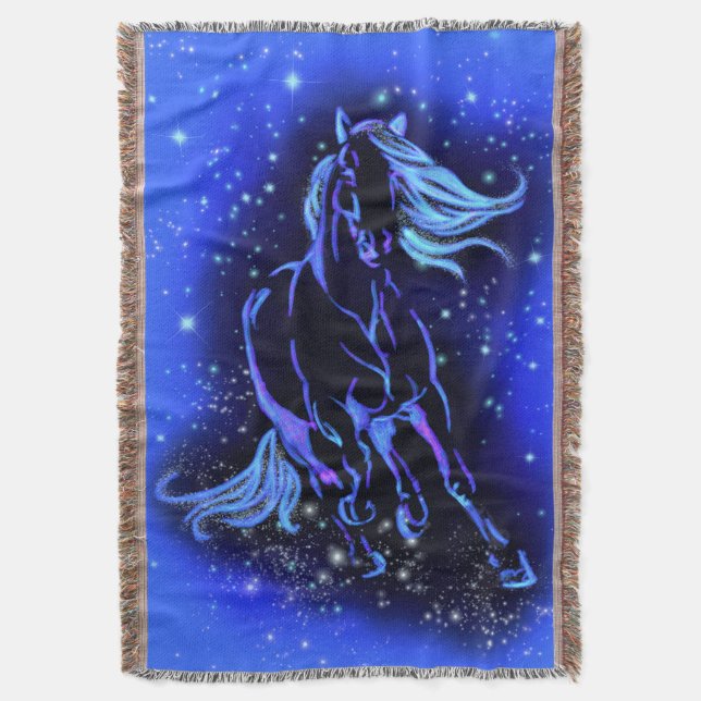 Running Horse Throw Blanket (Front Vertical)