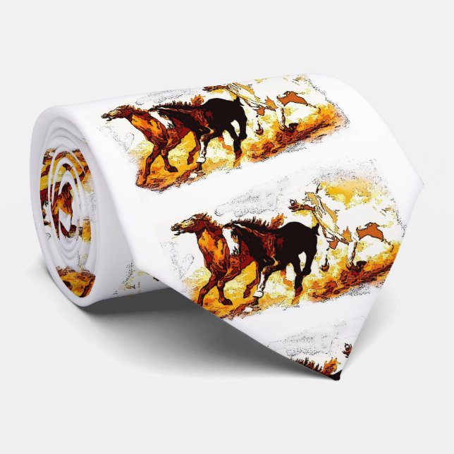 Running Horses Artwork Tie (Rolled)