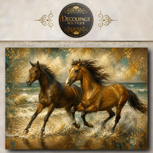 Running Horses Beach Painting Tissue Paper