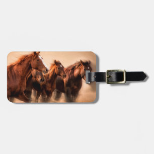Running horses, blur and flying manes luggage tag