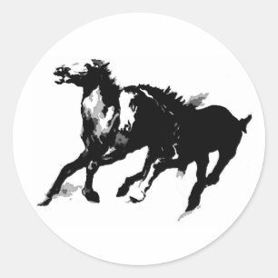 Running Horses Classic Round Sticker