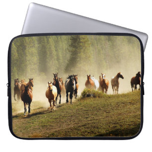 Running horses on Montana ranch Laptop Sleeve