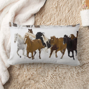 Running Horses on The Hideout Ranch Lumbar Pillow