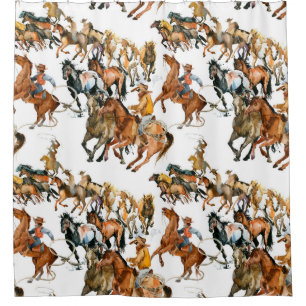 Running horses seamless pattern. American cowboy.