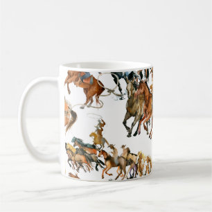 Running horses seamless pattern. American cowboy.  Coffee Mug