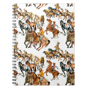 Running horses seamless pattern. American cowboy. Notebook