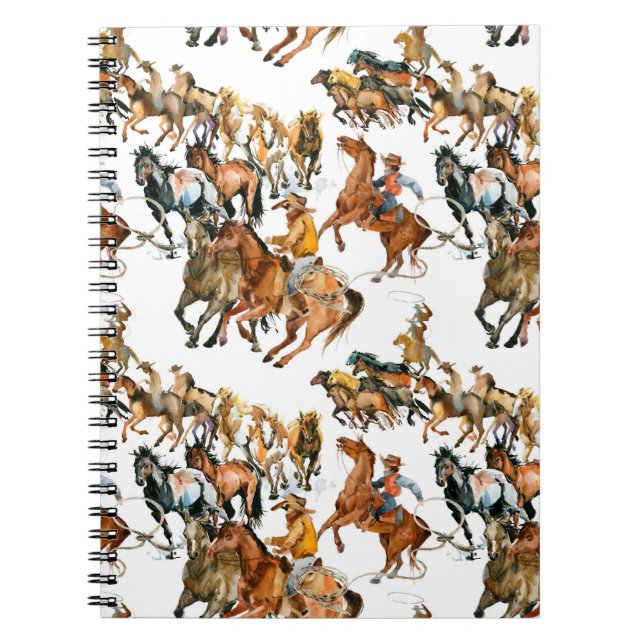 Running horses seamless pattern. American cowboy.  Notebook (Front)