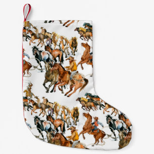 Running horses seamless pattern. American cowboy. Small Christmas Stocking