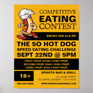 Running Hot Dog - Competitive/Speed Eating Contest Poster
