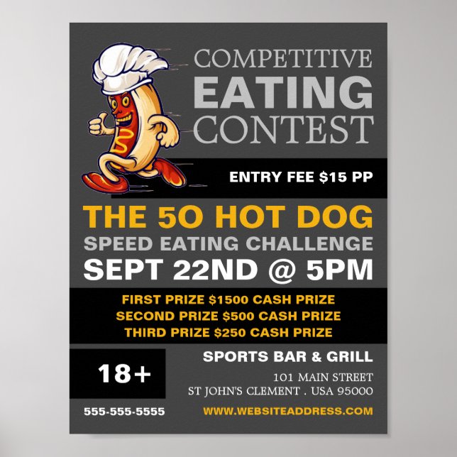 Running Hot Dog - Competitive/Speed Eating Contest Poster (Front)