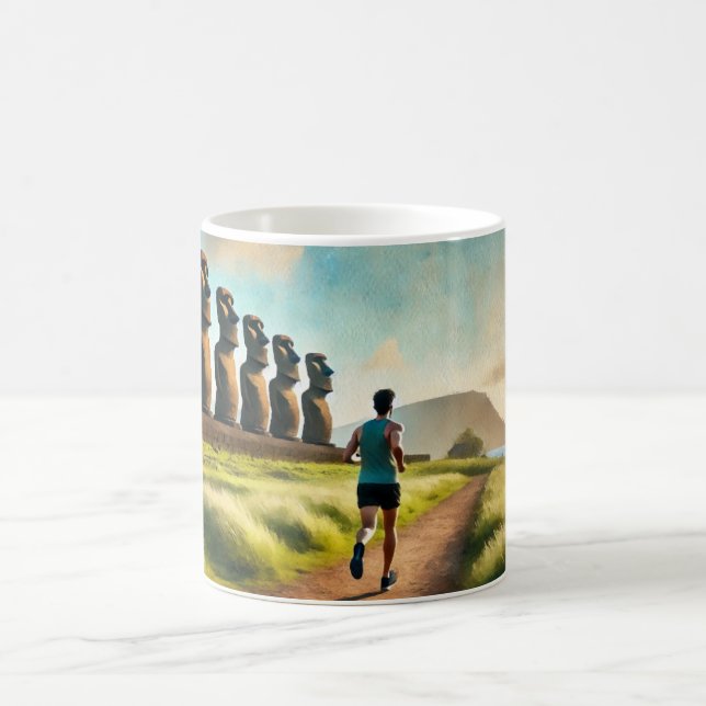 Running in Easter Island Coffee Mug (Center)