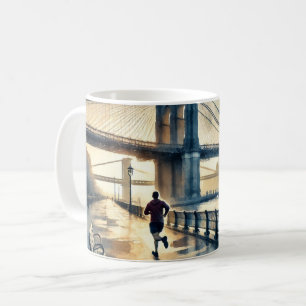 Running in New York Brooklyn Bridge Coffee Mug