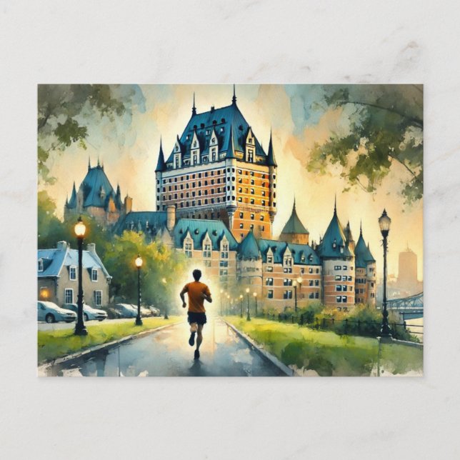 Running in Quebec City Chateau Frontenac Postcard (Front)