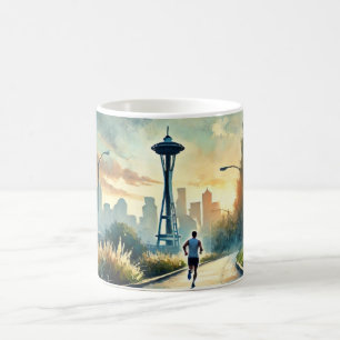 Running in Seattle Space Needle Coffee Mug