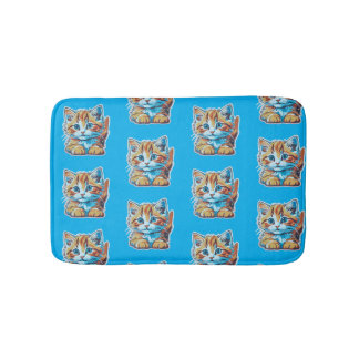 Running into orange kittens bath mat
