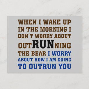 Running is about beating the competition postcard