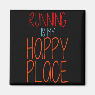 Running Is My Happy Place Funny Marathon Runner  Magnet