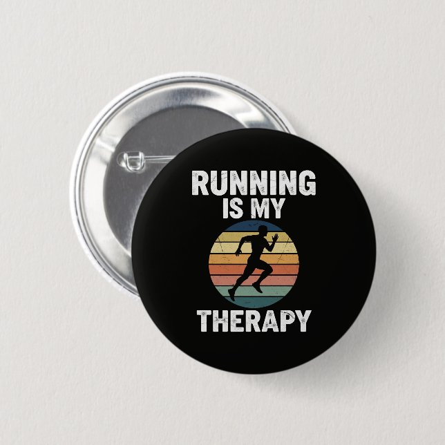 Running Is My Therapy 2 Inch Round Button (Front & Back)
