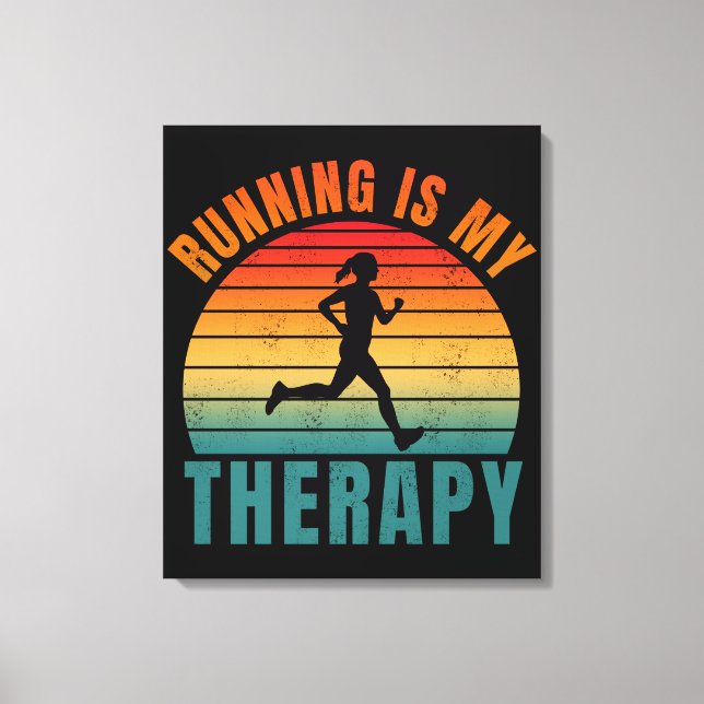 Running is my therapy funny exercise gift canvas print (Front)