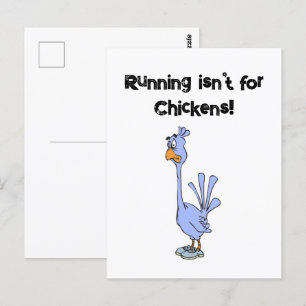 Running Isn't for Chickens Bird Marathon Cartoon Postcard