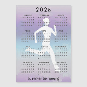 Running Jogging 2025 Calendar Magnetic Card
