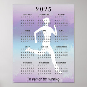 Running Jogging Design 2025 Calendar Poster