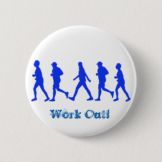Running Jogging Work Out 2 Inch Round Button (Front)