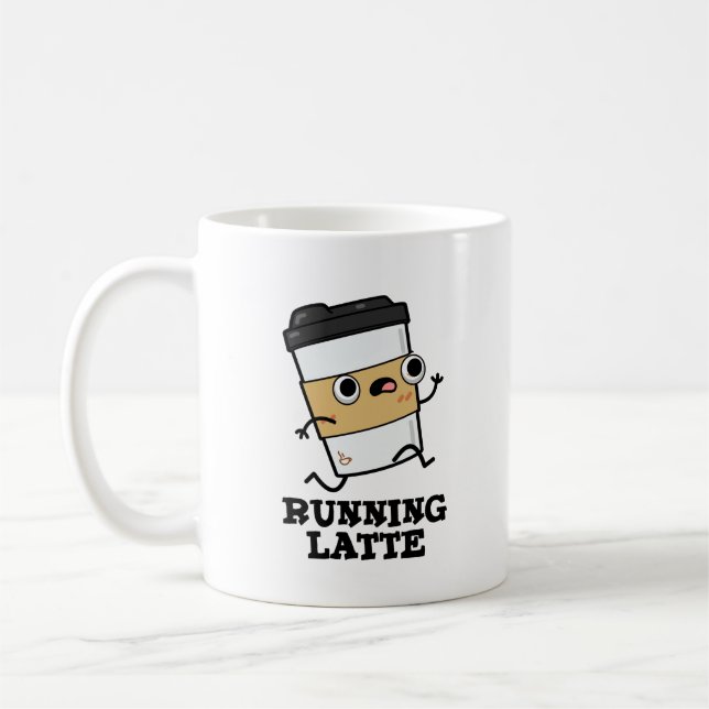 Running Latte Funny Coffee Pun Mug (Left)
