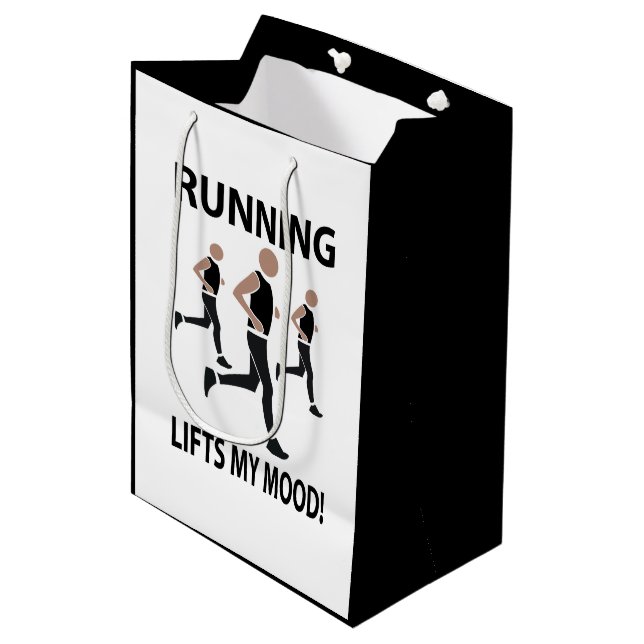 Running Lifts My Mood Running Medium Gift Bag (Front Angled)