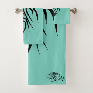 Running Lion Turquoise Bath Towels - Your Colours