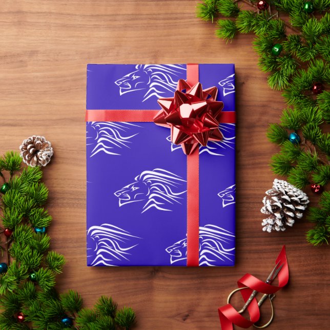 Running Lions Wrapping Paper Your Colours - Blue (Holiday Gift)