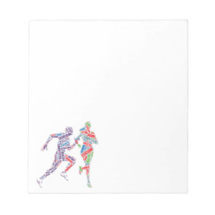 Running man and girl notepad