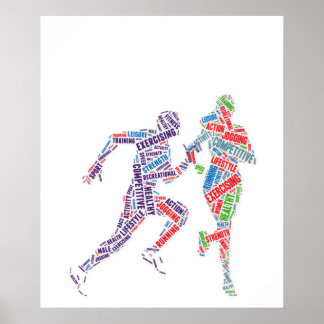 Running man and girl poster