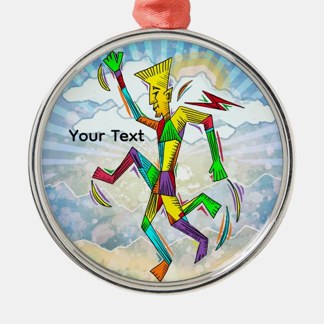 Running Man Metal Ornament (Front)