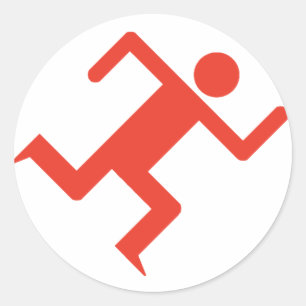 Running Man Red Classic Round Sticker