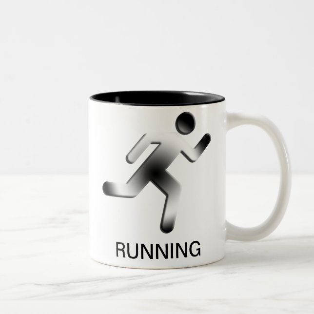 Running Man Silhouette Two-Tone Coffee Mug (Right)