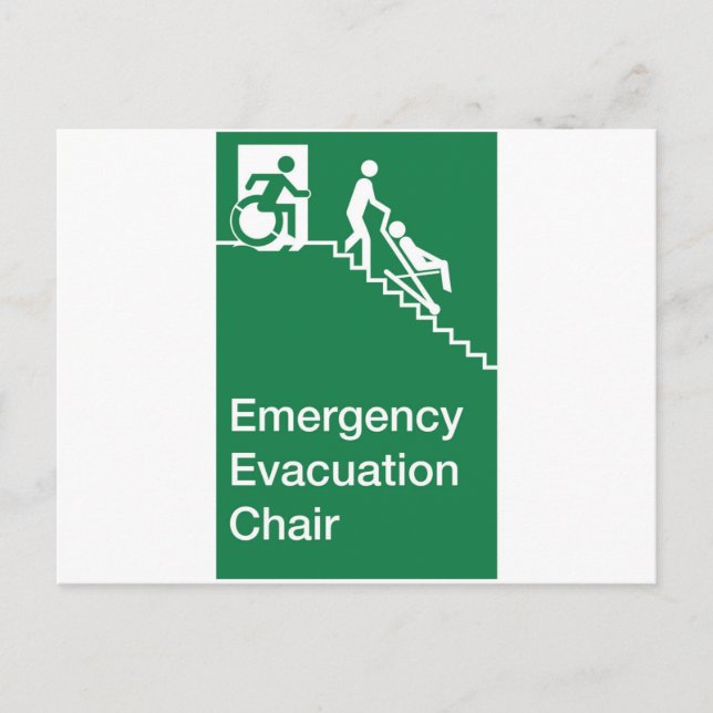Running Man Wheelchair Evacuation Chair Sign Postcard (Front)