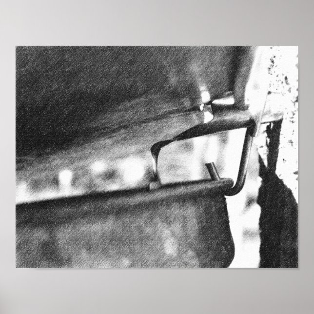 Running Maple Sap Bucket Black Pencil Art Poster (Front)