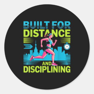 Running marathon runner mom athlete track and fiel classic round sticker