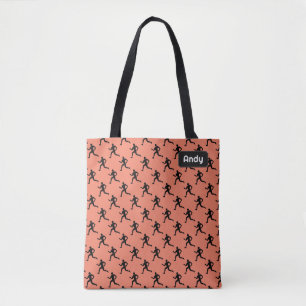 Running men graphic and name, nickname or initials tote bag