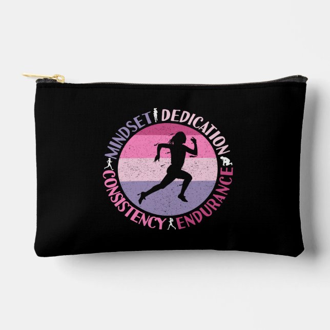 Running Mindset - Girly Runner Endurance Quote Accessory Pouch (Front)