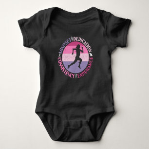 Running Mindset - Girly Runner Endurance Quote Baby Bodysuit