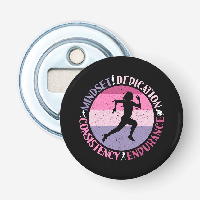 Running Mindset - Girly Runner Endurance Quote Bottle Opener (Front)