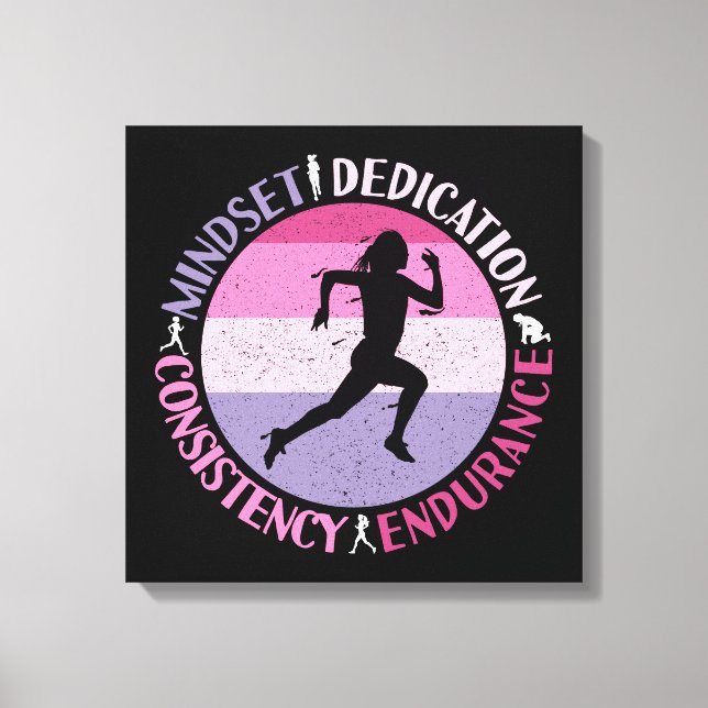 Running Mindset - Girly Runner Endurance Quote Canvas Print (Front)